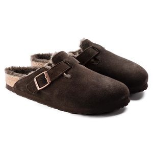 Pristine  condition Birkenstock Boston Suede Shearling Lined Clogs size EU 40